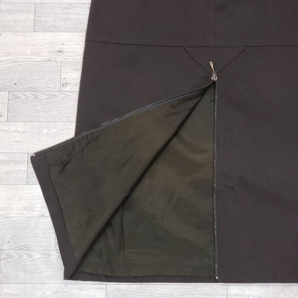 VTG Laurèl by Escada Military Moto Midi Skirt Zipper Split Brown Size 36 US 2/4 - Picture 3 of 12